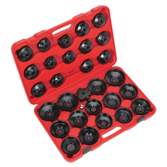 Sealey Oil Filter Cap Wrench Vehicles Set In Storage Case 30 Pieces VS7006