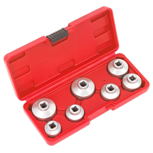 Sealey Oil Filter Cap Wrench Set Low Profile Design 7pc 3/8" Square Drive VS7008