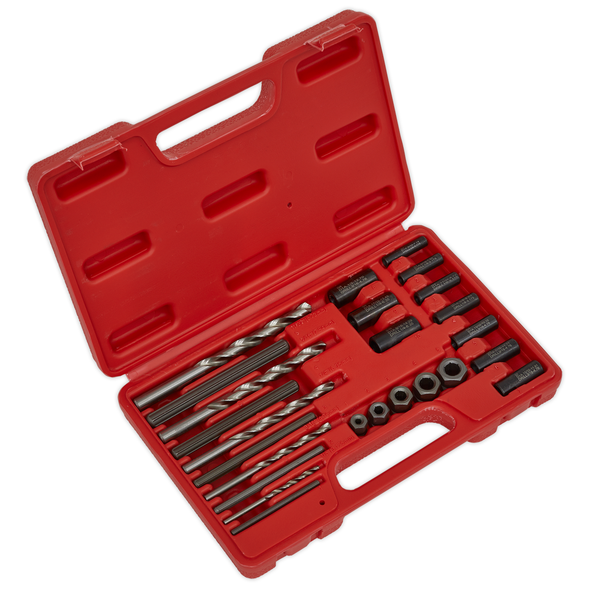 Sealey Stud Extractor Set With Centring Pilots For Ø4.75-9.5mm Studs 25pc VS7233