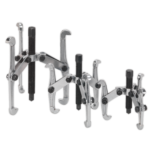 Sealey Triple Leg Gear Puller Set Heat Treated & Chrome Plated 3 Pieces VS77