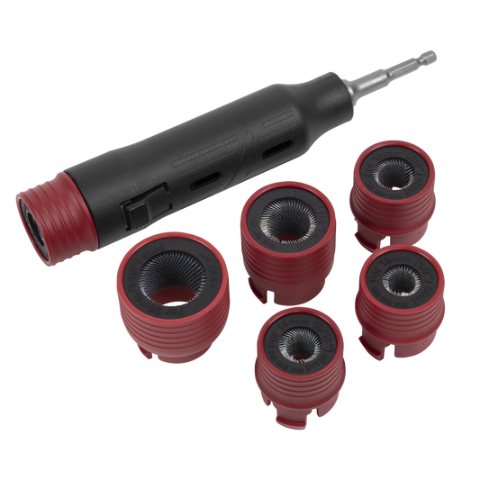 Sealey Wheel Stud Cleaning Tool Set + 1/2" Square Drive 1/4" Hex Adaptor VS8003
