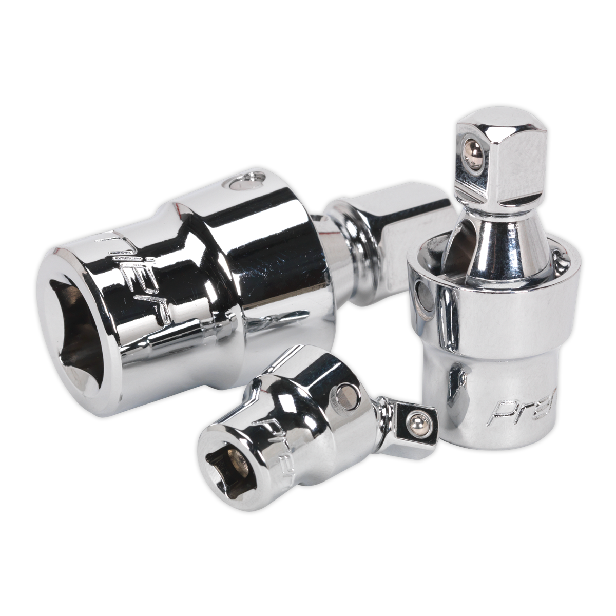 Sealey Universal Joint Set Tempered 3 Pieces 1/4" 3/8" 1/2" Square Drive AK27371
