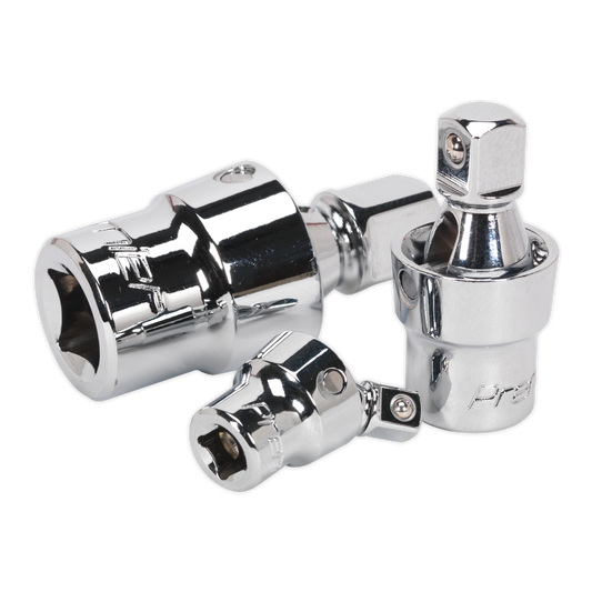 Sealey Universal Joint Set Tempered 3 Pieces 1/4" 3/8" 1/2" Square Drive AK27371