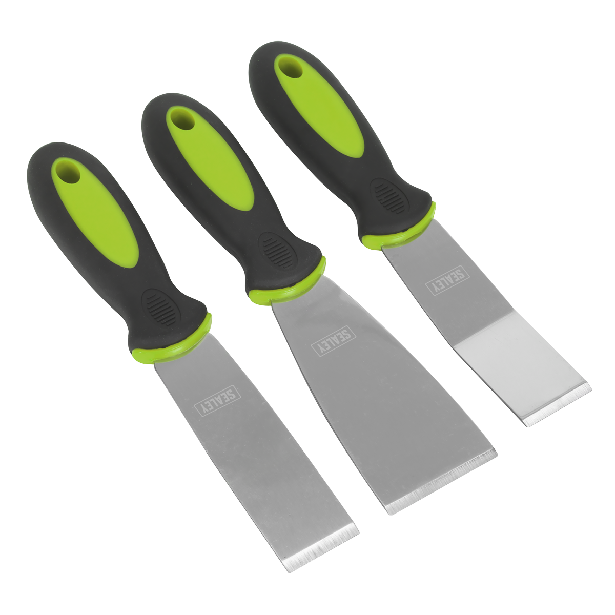 Sealey Scraper With Soft Grip Handle Design 3 Piece Set Ultra Stiff AK523