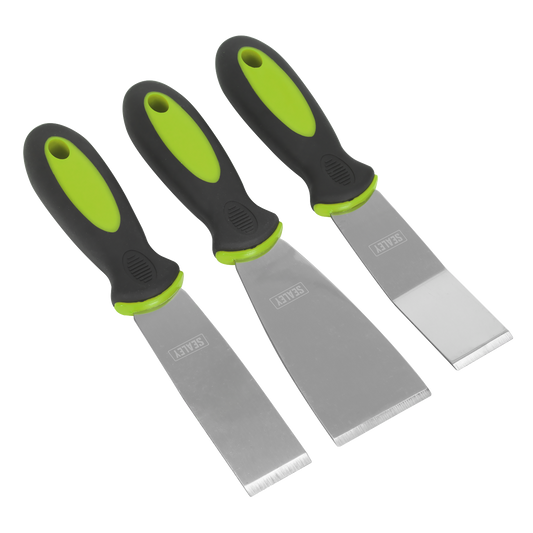 Sealey Scraper With Soft Grip Handle Design 3 Piece Set Ultra Stiff AK523
