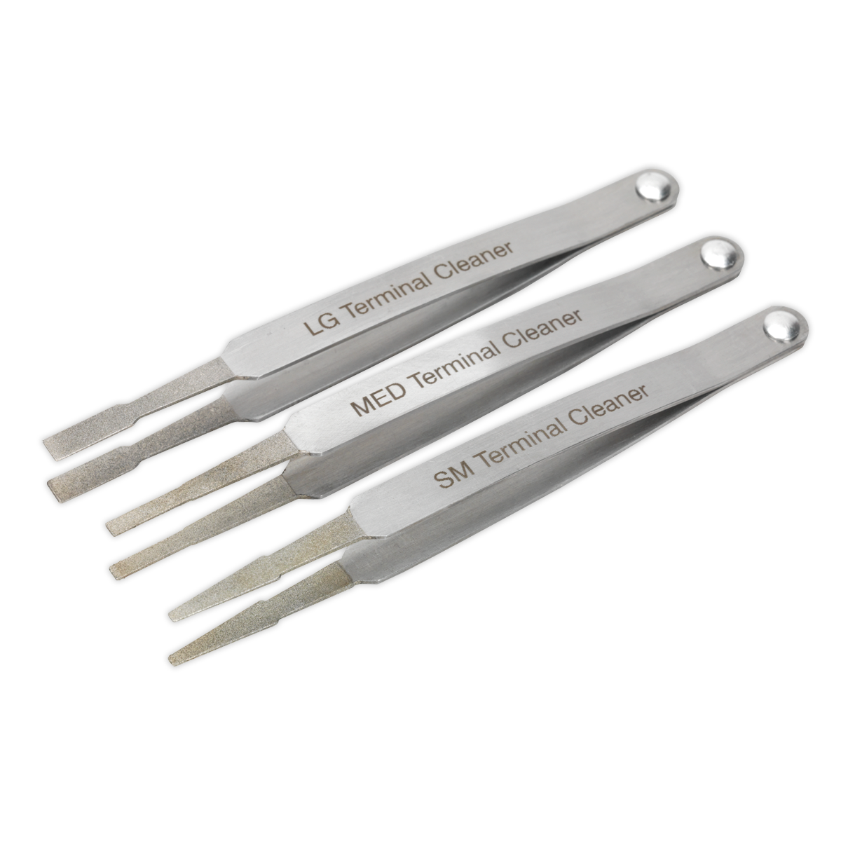 Sealey Terminal Cleaner Set 3 Pieces Diamond Grip With Pivoting Handle VS9202