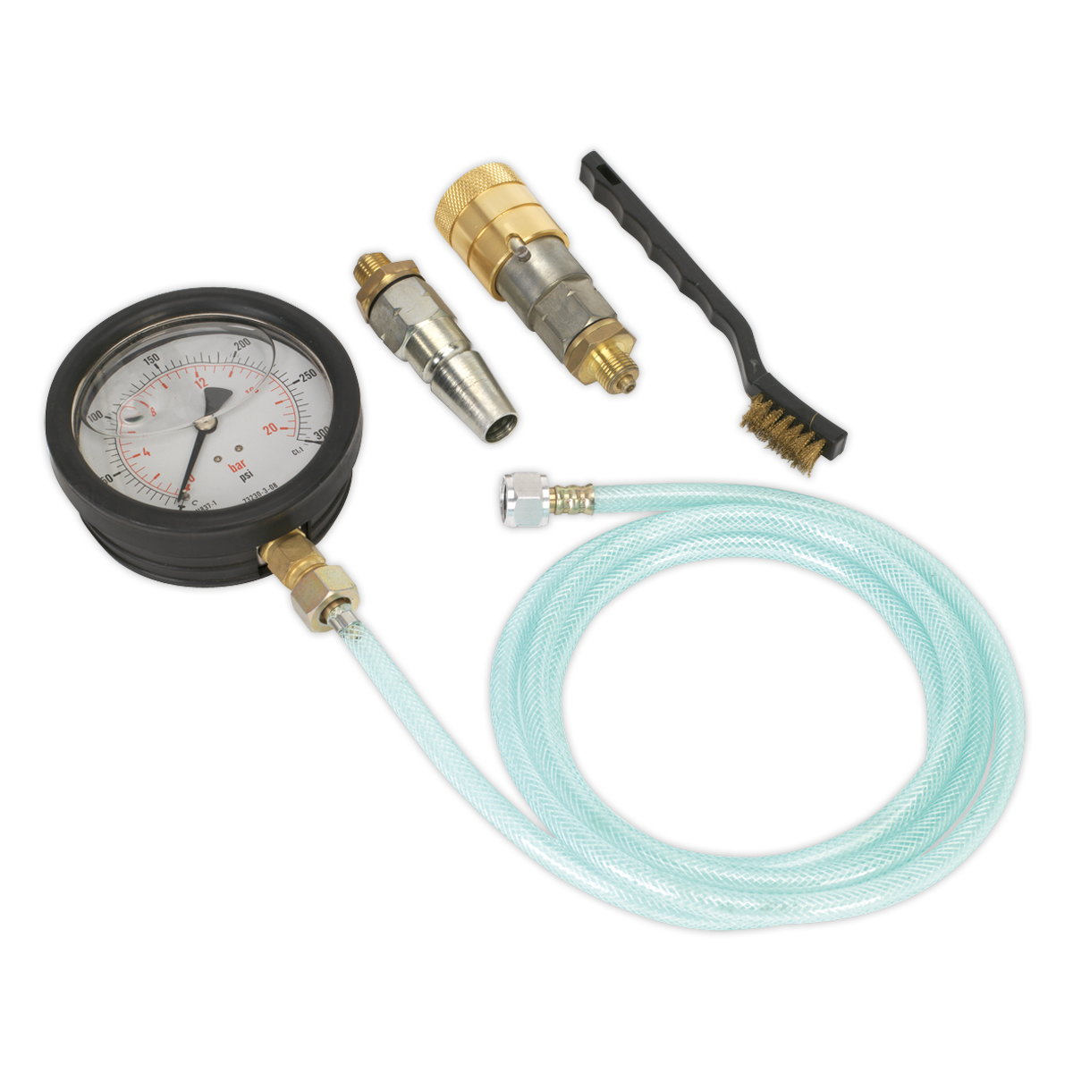 Sealey HGV Air Brake Test Gauge With Rubber Bumper & Hose 0-20bar VS931