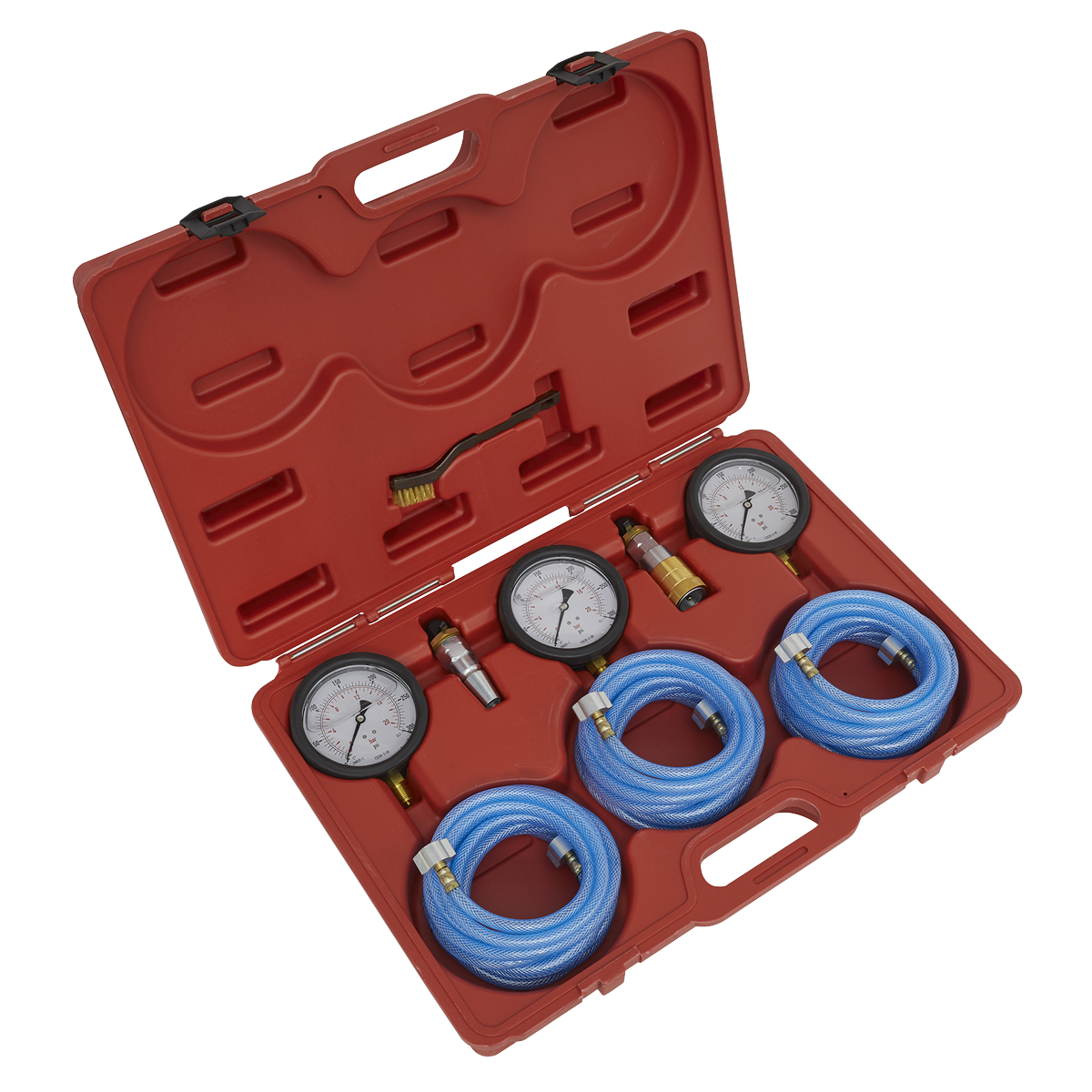 Sealey HGV Air Brake Test Gauge Set With Rubber Bumper 0-20 Bar 3 Pieces VS932