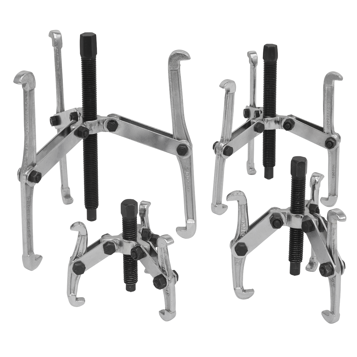 Sealey Triple Leg Gear Puller Set Drop-Forged Carbon Steel 4 Pieces Kit VS95