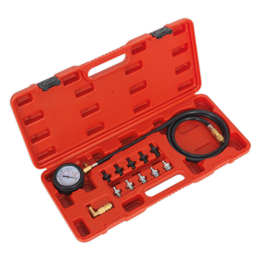Sealey Oil Pressure Test Kit Fitted With Heavy Duty Cover 12 Pieces VSE203