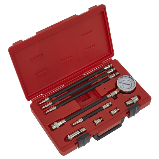Sealey Petrol Compression Test Kit Fitted With 250mm Hose 10 Pieces VSE206