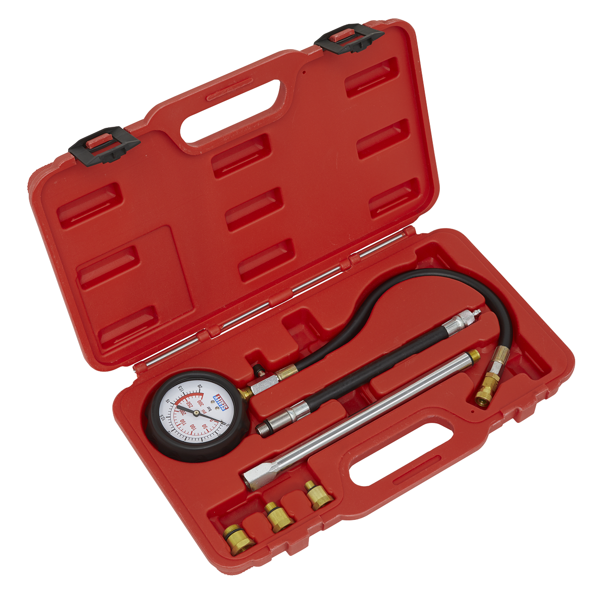 Sealey Petrol Engine Compression Tester Deluxe Kit With 300 PSI Gauge VSE300D