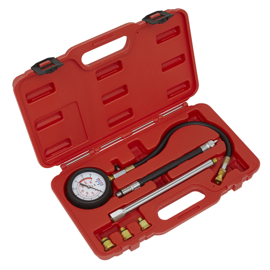 Sealey Petrol Engine Compression Tester Deluxe Kit With 300 PSI Gauge VSE300D