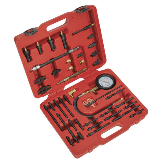Sealey Petrol & Diesel - Master Compression Test Kit With 600PSI Gauge VSE3155