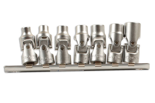 LASER 7024 Universal Joint Socket Set 1/4" Drive Chrome Vanadium Steel 7 Pieces