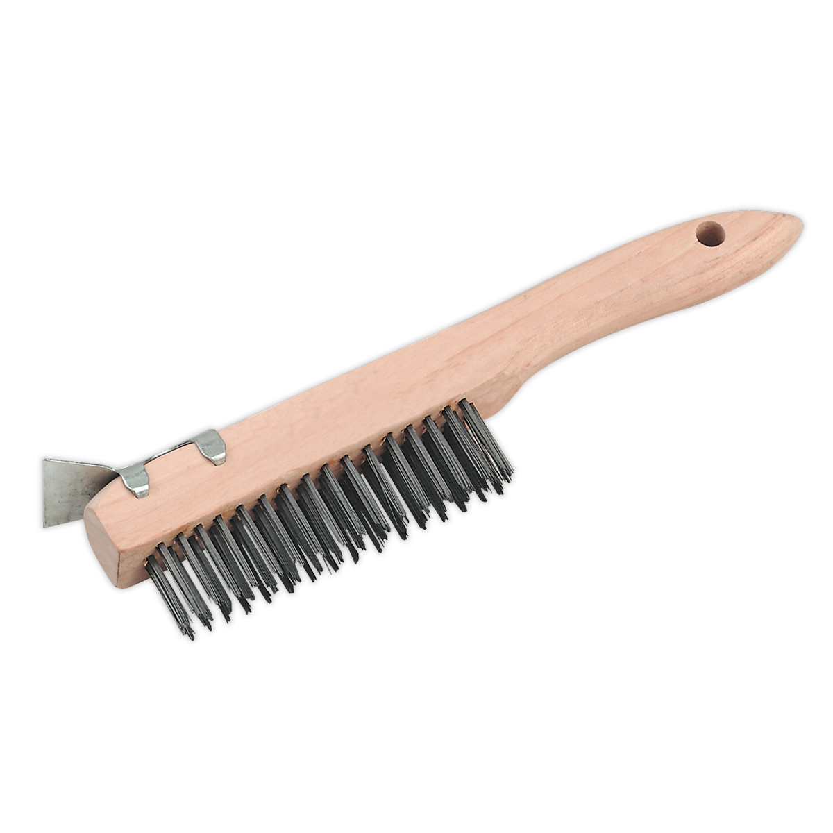 Sealey Engineers Wire Brush With Steel Fill & Scraper Wooden 260mm WB03