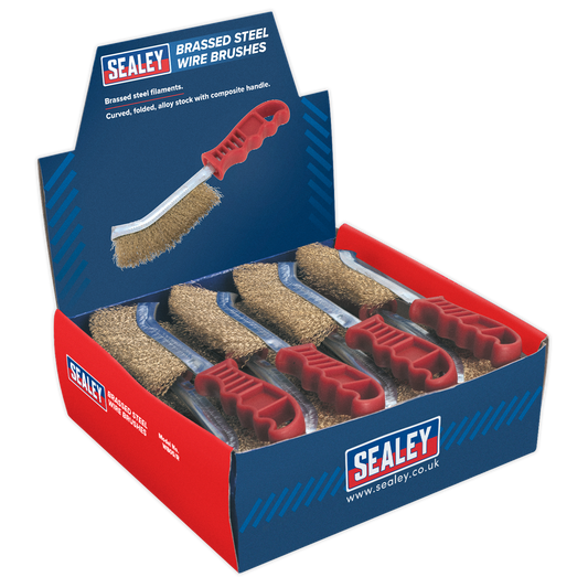 Sealey Wire Brush Brassed Steel Plastic Handle Display Box of 24 Pieces WB05DB24