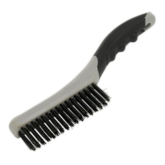 Sealey Wire Brush With Steel Fill & Contoured Soft Grip Handle Grey/Black WB102