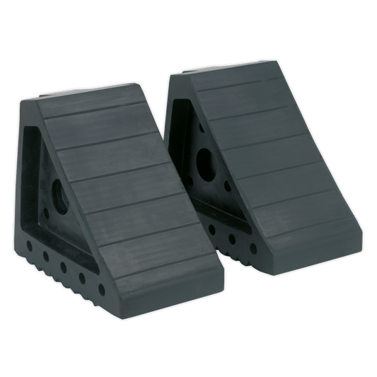 Sealey Rubber Wheel Chocks 2.0kg x2 Brake Stopper Tyre Saver Wedge Block WC01