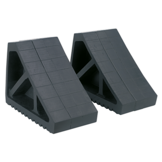 Sealey Rubber Wheel Chocks 2.9kg x2 Brake Stopper Tyre Saver Wedge Block WC02
