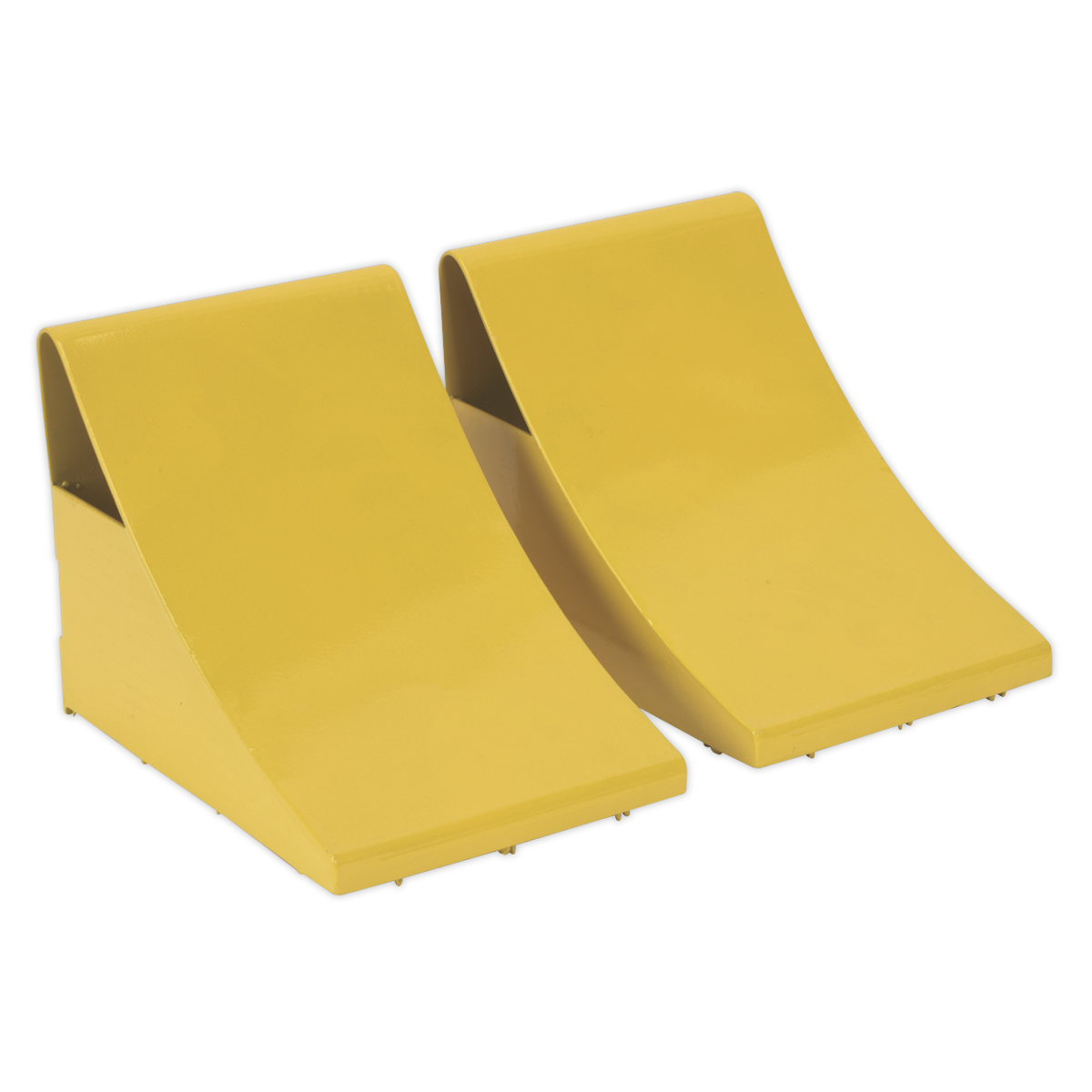 Sealey Heavy Duty Welded Steel Wheel Chocks Pair 200 x 270 x 210mm Yellow WC05