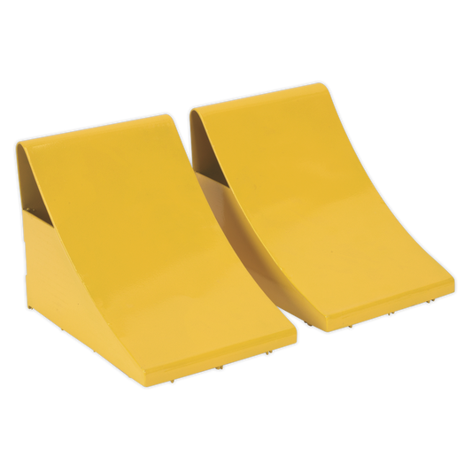 Sealey Heavy Duty Welded Steel Wheel Chocks Pair 200 x 270 x 210mm Yellow WC05