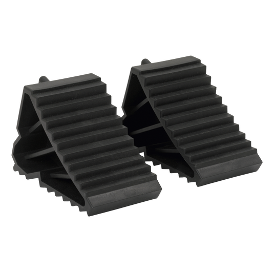 Sealey Composite Wheel Chocks 0.6kg x2 Brake Stopper Tyre Saver Wedge Block WC09