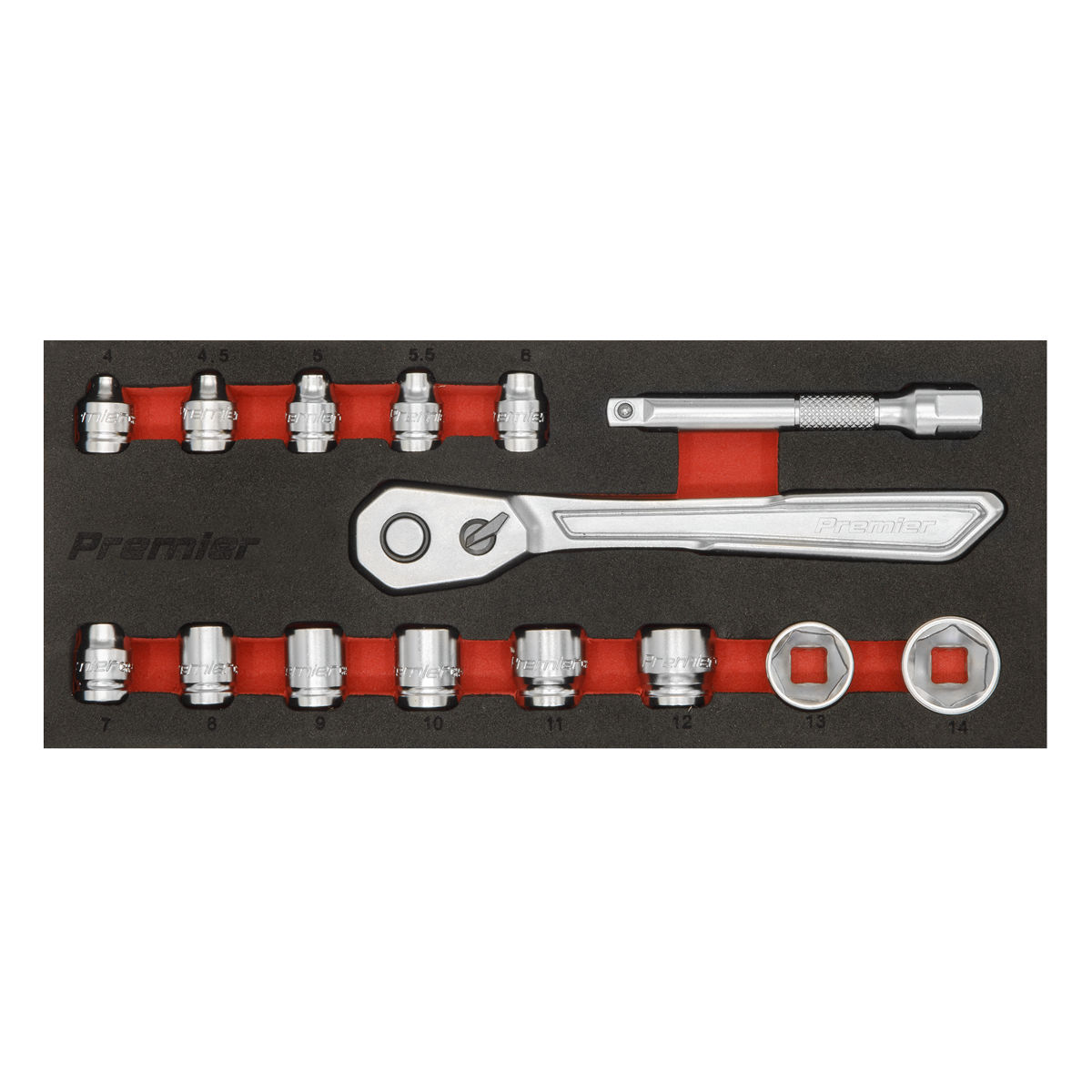 Sealey Low Profile Socket Set 15 Pieces 1/4" Square Drive - Metric AK5783