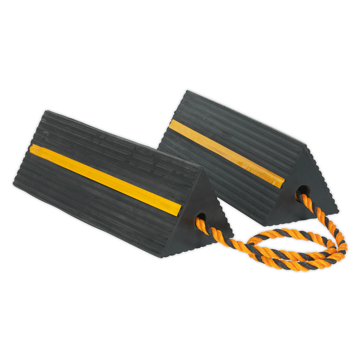 Sealey Heavy Duty Rubber Wheel Chocks 8kg x2 Brake Stopper Tyre Saver WC11