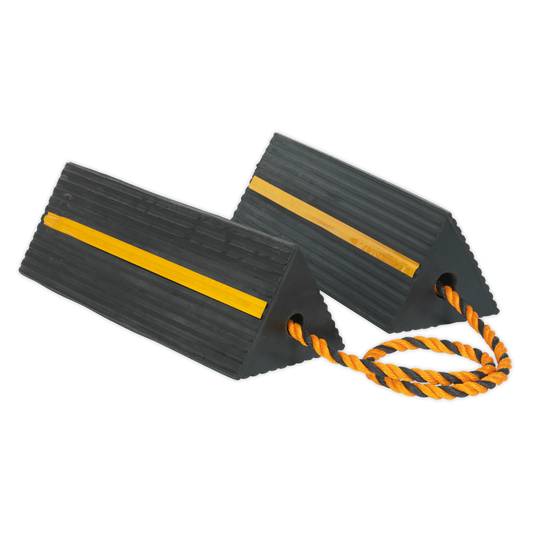 Sealey Heavy Duty Rubber Wheel Chocks 8kg x2 Brake Stopper Tyre Saver WC11