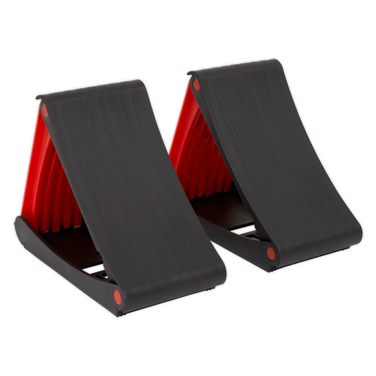 Sealey Wheel Chocks Compact Automotive Folding Brake x2 Flat Surface Only WCF01