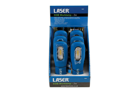 LASER 7057 COB Worklamp 2W USB Rechargeable LED 220 Lumen With Magnets & Hook