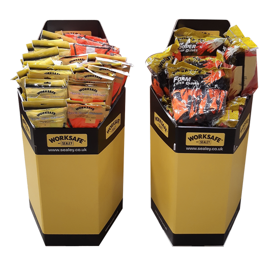Sealey Worksafe Dump Bin With Hi Vis Waistcoats All Sizes x12 Workwear WDBHV1