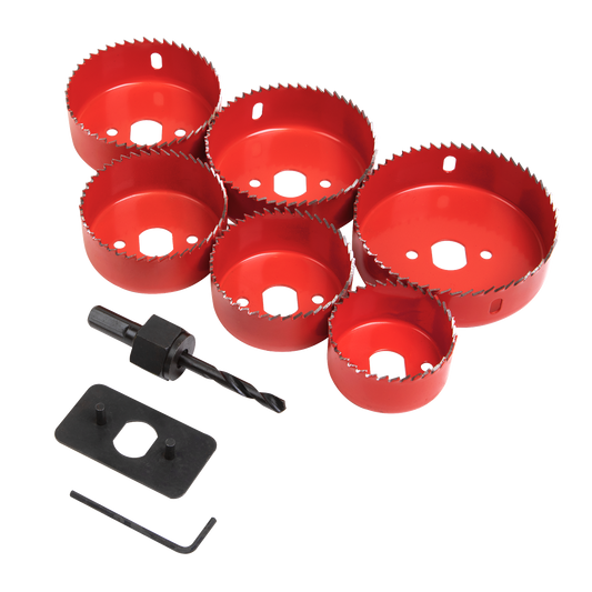 Sealey 9 Pieces Downlight Hole Saw Kit Fits Most Common Sizes - Red WDLK