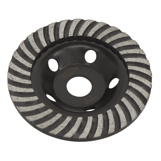Sealey Concrete Grinding Head Turbo Row Cold Pressed - Ø125mm WDRTCUP125