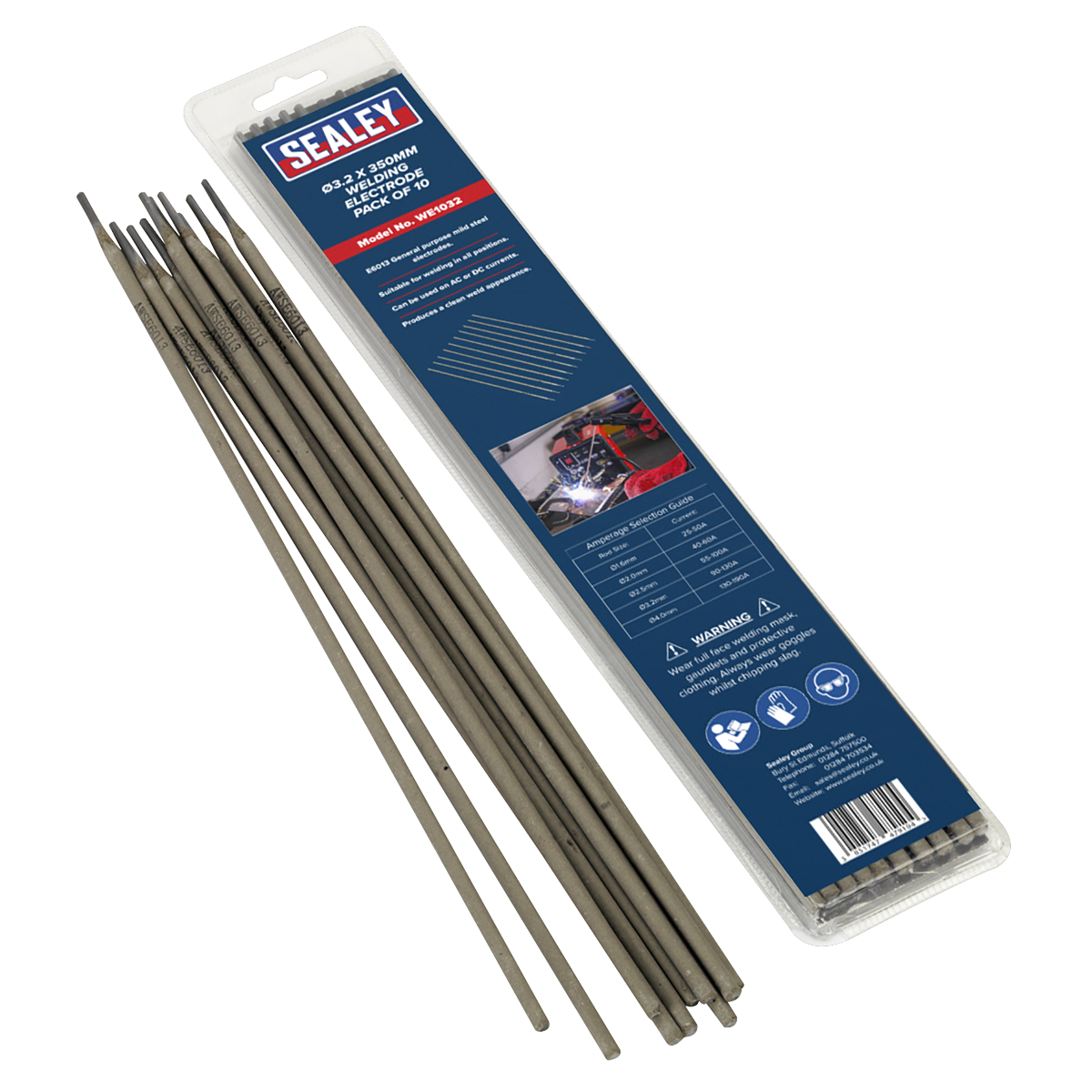Sealey Welding Electrodes Rods 3.2 x 300mm Pack of 10 Pieces Mild Steel WE1032
