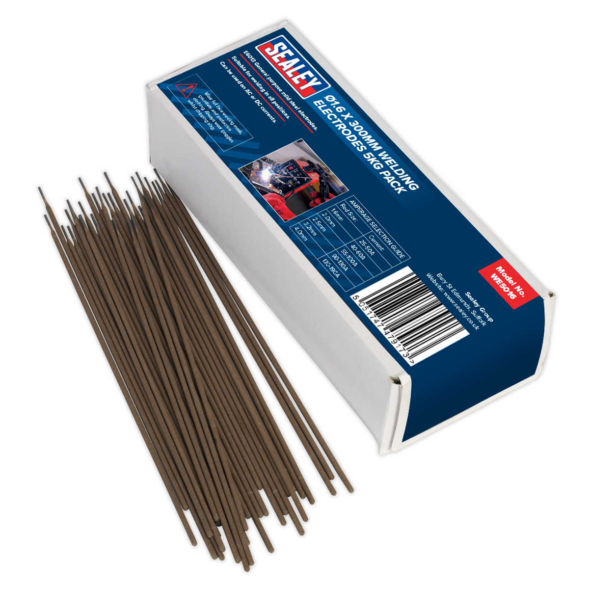 Sealey Welding Electrodes Rods 1.6 x 250mm 5.0kg Pack For General Purpose WE5016