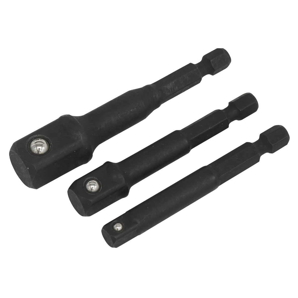 Sealey 3 Pieces Impact Socket Adaptor Set Chrome Vanadium Steel Black AK5521