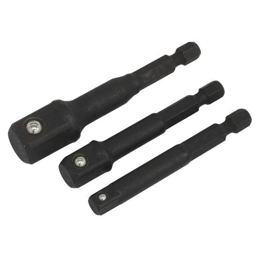 Sealey 3 Pieces Impact Socket Adaptor Set Chrome Vanadium Steel Black AK5521