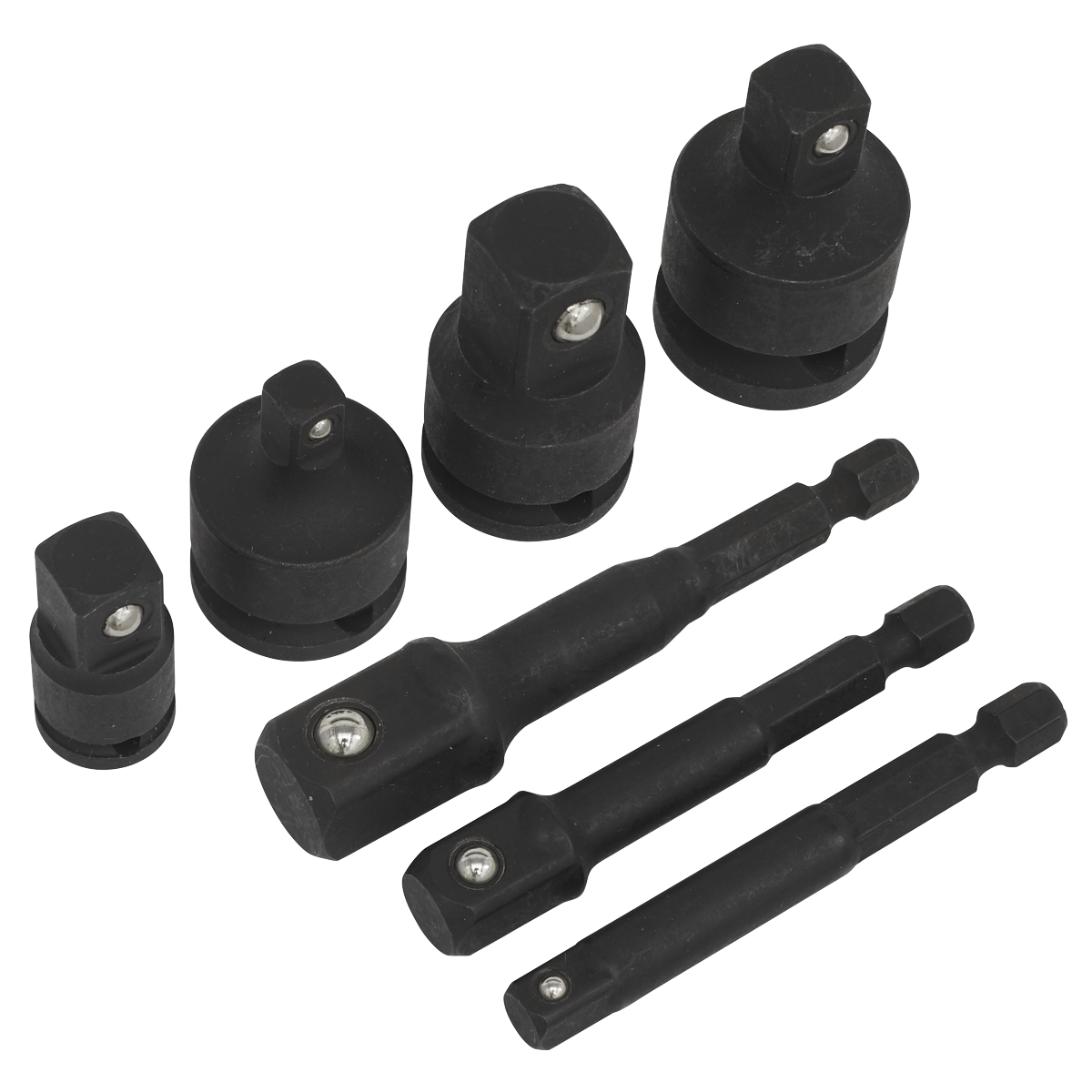 Sealey Impact Socket Adaptor Set Manganese Phosphate Finish 7 Pieces AK5522