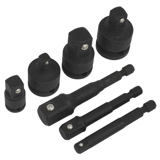 Sealey Impact Socket Adaptor Set Manganese Phosphate Finish 7 Pieces AK5522