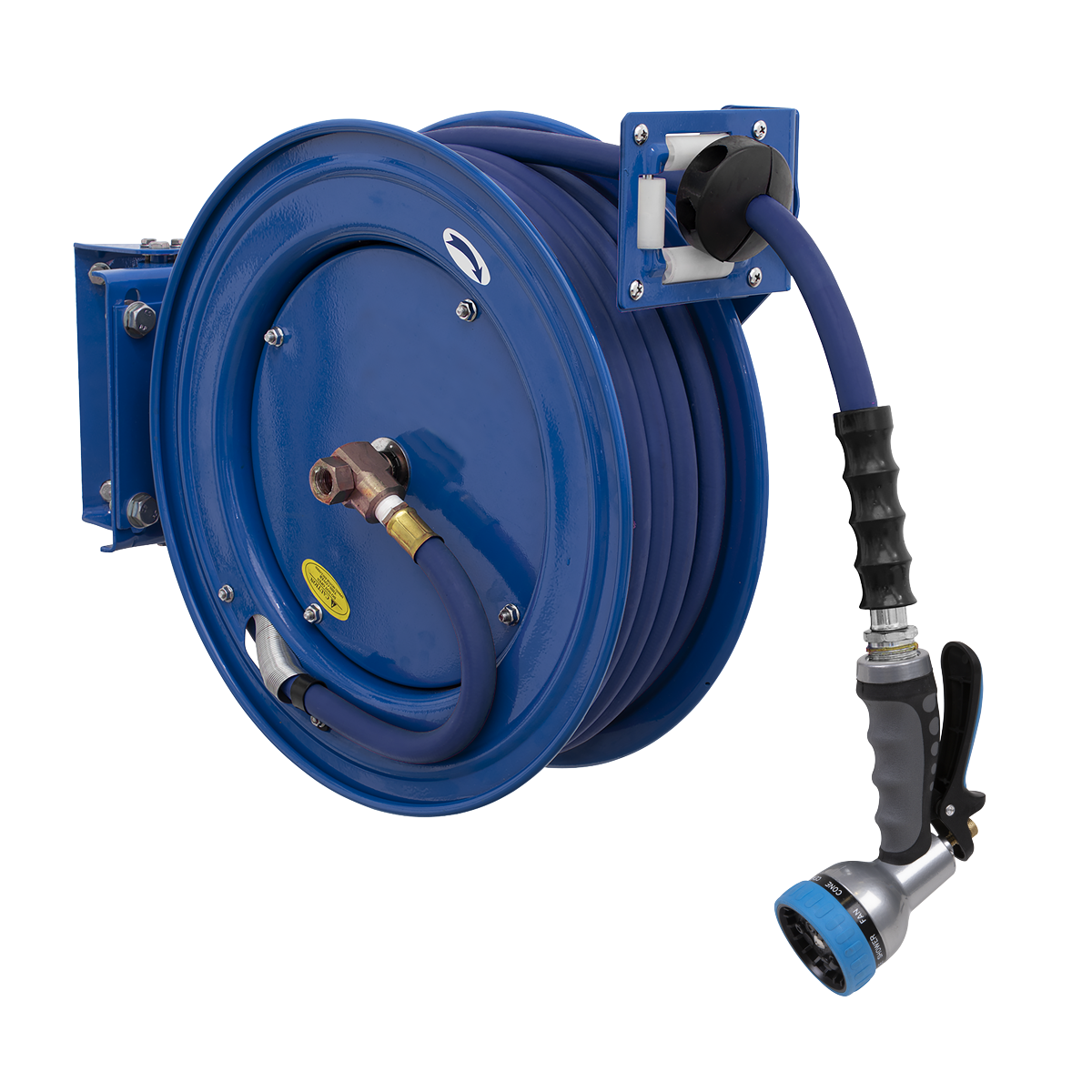 Sealey 15m Heavy Duty Retractable Water Hose Reel Ø13mm ID Rubber Hose WHR1512