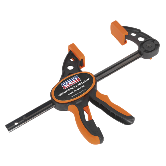 Sealey 2 Pieces 150mm Quick Bar Clamp Spreader Set Heavy Duty TPR Grip QBC1502