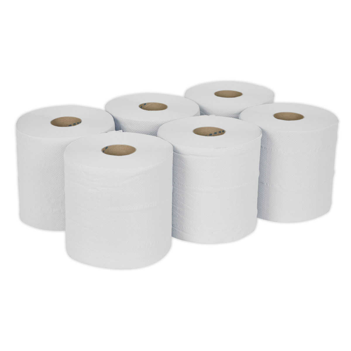 Sealey Paper Roll White 2-Ply Embossed Perforated 150m Pack of 6 Pieces WHT150