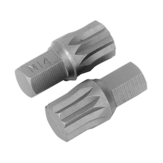 Sealey Professional Spline Bit M14 x 30mm Pack Of 2 Chrome Vanadium Steel AK5532