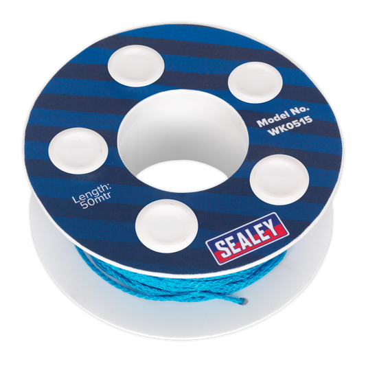 Sealey Vehicle Windscreen Cutting Wire Nylon Length 50 Metres - Blue WK0515