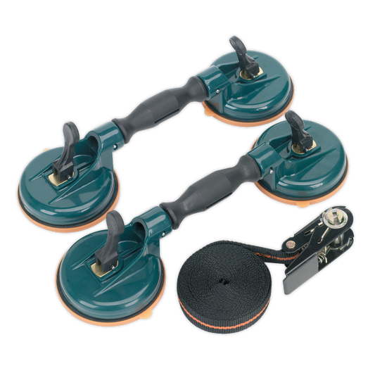 Sealey Windscreen Handling Kit Glass-Reinforced Plastic Gripper Handles 3pc WK1