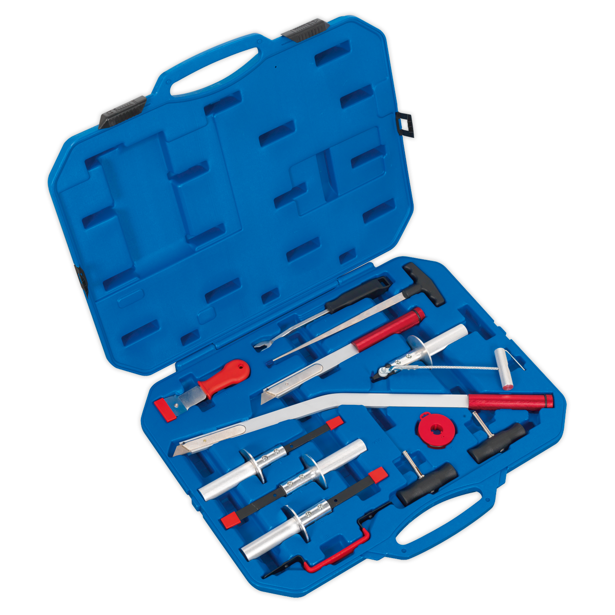 Sealey Windscreen Removal Tool Kit Durable Lightweight Design 14 Pieces WK14