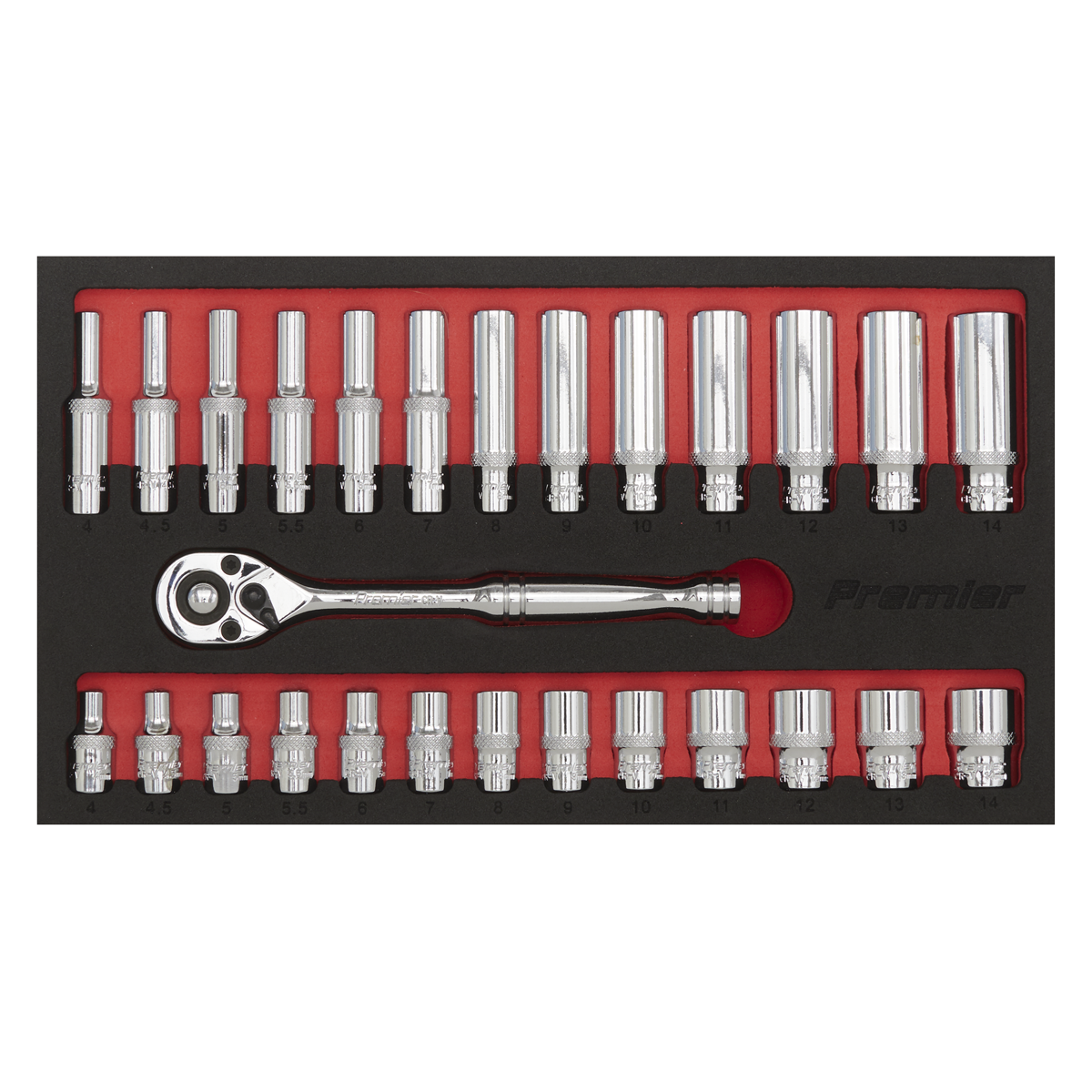 Sealey Ratchet Wrench/Socket Set 27 Pieces 1/4" Square Drive Tool Kit AK66721