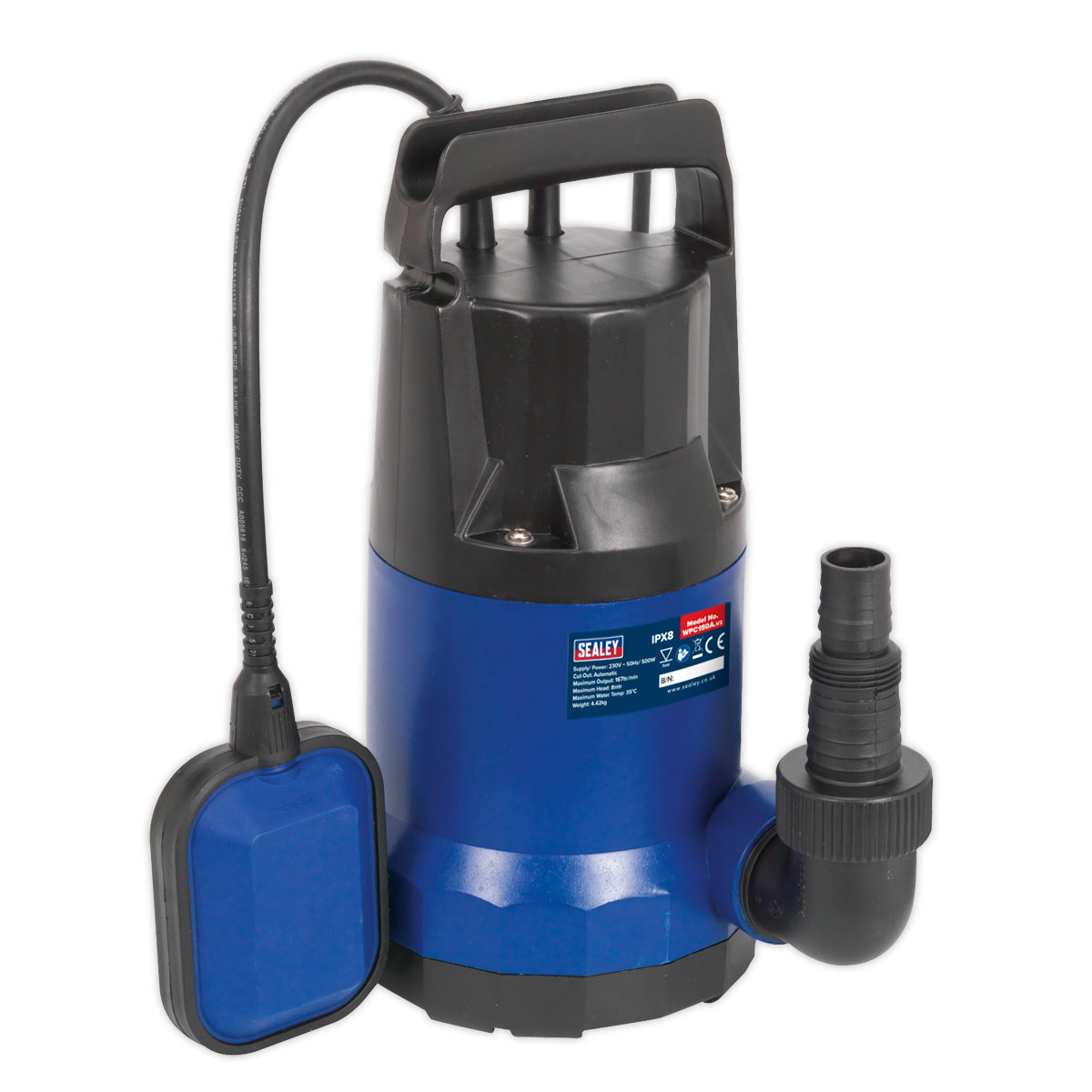 Sealey Submersible Water Pump Automatic 150 Litres/min 230V Blue/Black WPC150A